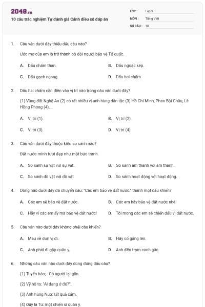 10 câu trắc nghiệm Tự đánh giá Cánh diều có đáp án