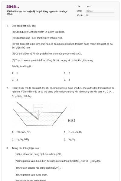 900 bài ôn tập rèn luyện lý thuyết tổng hợp môn hóa học (P14)
