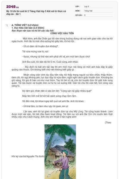 Bộ 10 đề thi cuối kì 2 Tiếng Việt lớp 5 Kết nối tri thức có đáp án - Đề 1