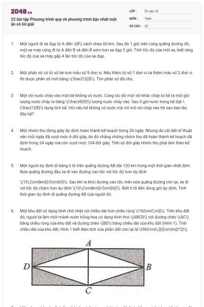 22 bài tập Phương trình quy về phương trình bậc nhất một ẩn có lời giải