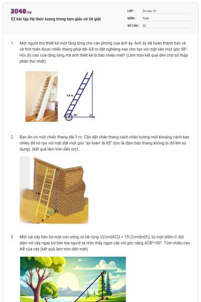52 bài tập Hệ thức lượng trong tam giác có lời giải
