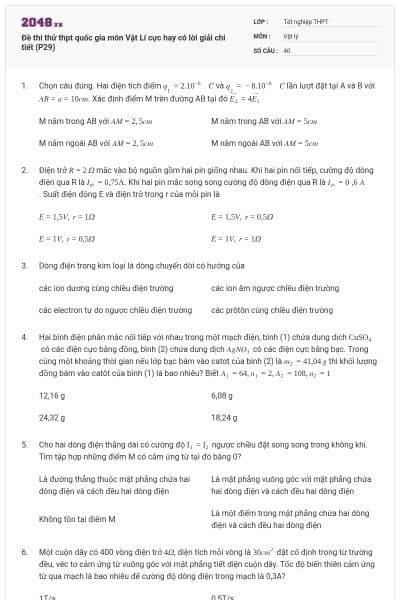Đề thi thử thpt quốc gia môn Vật Lí cực hay có lời giải chi tiết (P29)