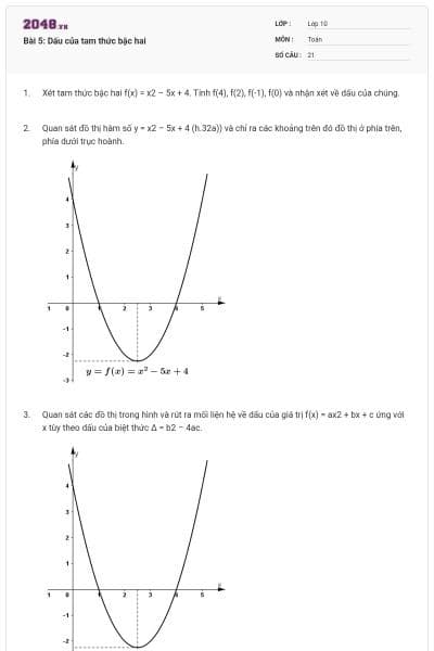 Bài 5: Dấu của tam thức bậc hai