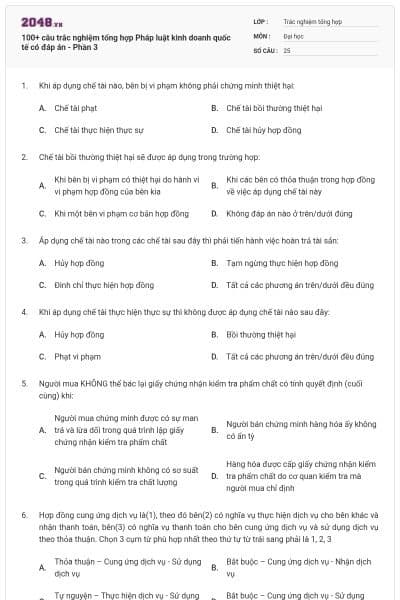 100+ câu trắc nghiệm tổng hợp Pháp luật kinh doanh quốc tế có đáp án - Phần 3