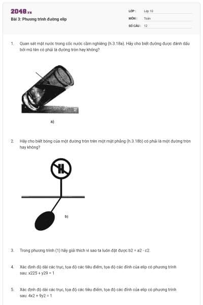Bài 3: Phương trình đường elip