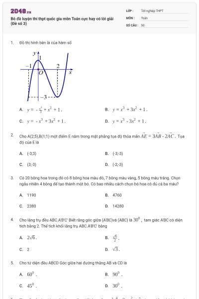 Bô đề luyện thi thpt quốc gia môn Toán cực hay có lời giải (Đề số 3)
