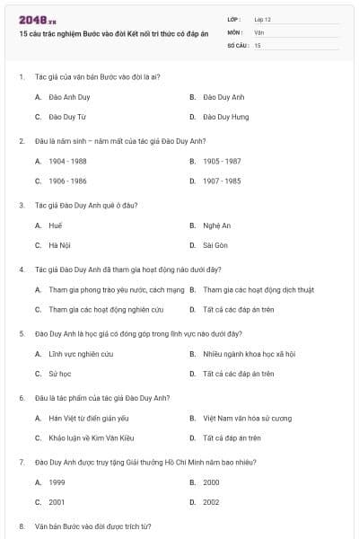 15 câu trắc nghiệm Bước vào đời Kết nối tri thức có đáp án