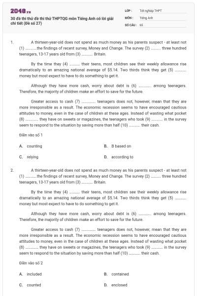 30 đề thi thử đề thi thử THPTQG môn Tiếng Anh có lời giải chi tiết (Đề số 27)