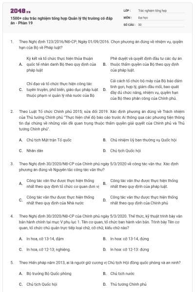 1500+ câu trắc nghiệm tổng hợp Quản lý thị trường có đáp án - Phần 19