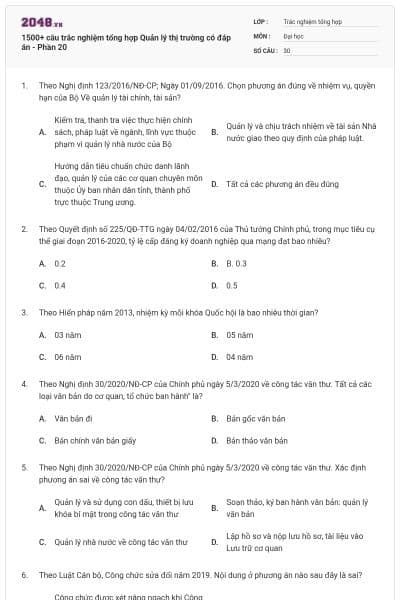 1500+ câu trắc nghiệm tổng hợp Quản lý thị trường có đáp án - Phần 20