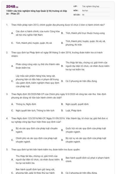 1500+ câu trắc nghiệm tổng hợp Quản lý thị trường có đáp án - Phần 25