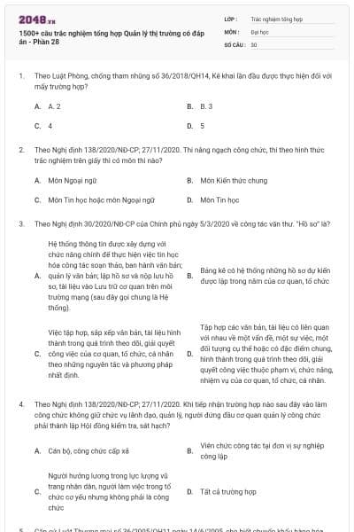 1500+ câu trắc nghiệm tổng hợp Quản lý thị trường có đáp án - Phần 28