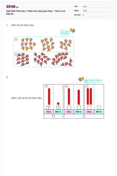 Giải SGK Toán lớp 1 Chân trời sáng tạo Chục – Đơn vị có đáp án