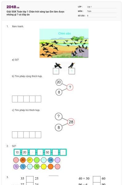 Giải SGK Toán lớp 1 Chân trời sáng tạo Em làm được những gì ? có đáp án