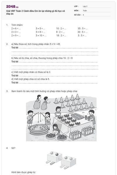 Giải VBT Toán 2 Cánh diều Em ôn lại những gì đã học có đáp án