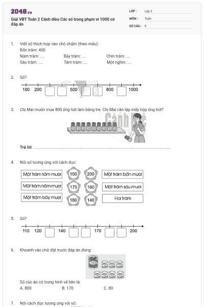 Giải VBT Toán 2 Cánh diều Các số trong phạm vi 1000 có đáp án