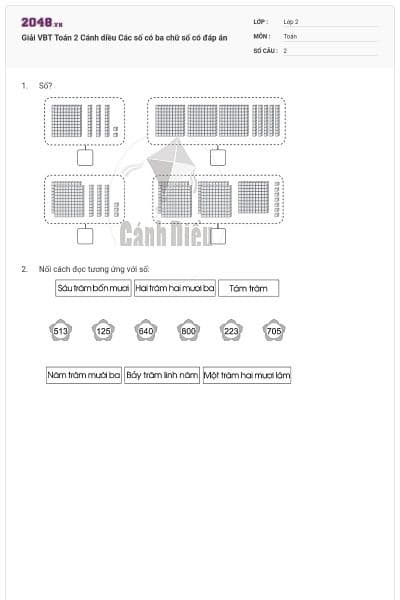 Giải VBT Toán 2 Cánh diều Các số có ba chữ số có đáp án