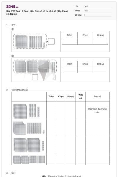 Giải VBT Toán 2 Cánh diều Các số có ba chữ số (tiếp theo) có đáp án