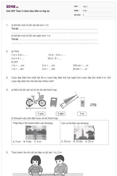 Giải VBT Toán 2 Cánh diều Mét có đáp án