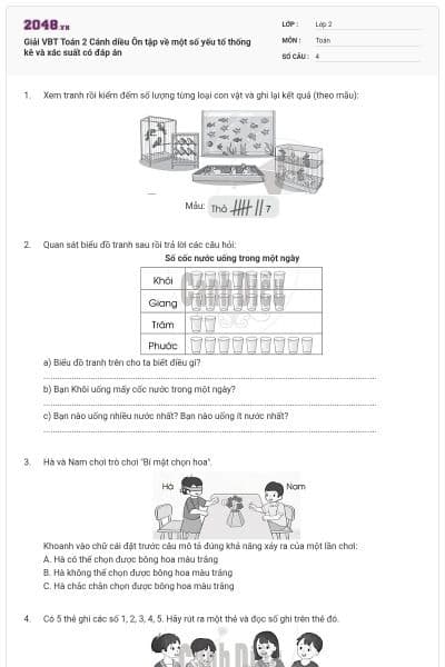 Giải VBT Toán 2 Cánh diều Ôn tập về một số yếu tố thống kê và xác suất có đáp án