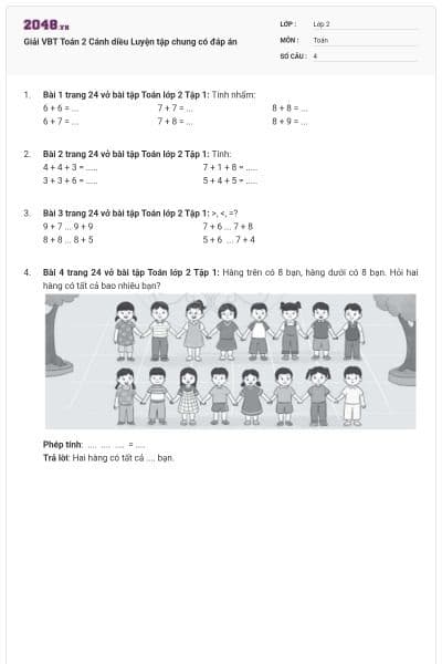 Giải VBT Toán 2 Cánh diều Luyện tập chung có đáp án