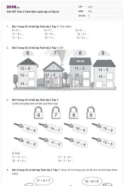 Giải VBT Toán 2 Cánh diều Luyện tập có đáp án
