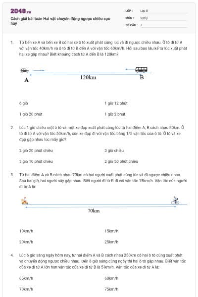 Cách giải bài toán Hai vật chuyển động ngược chiều cực hay