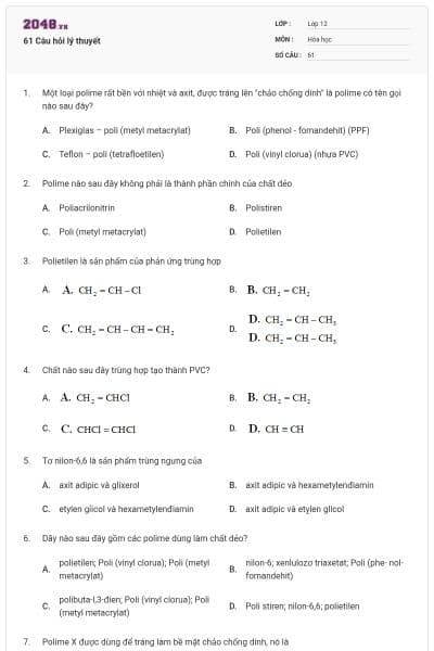 61 Câu hỏi lý thuyết