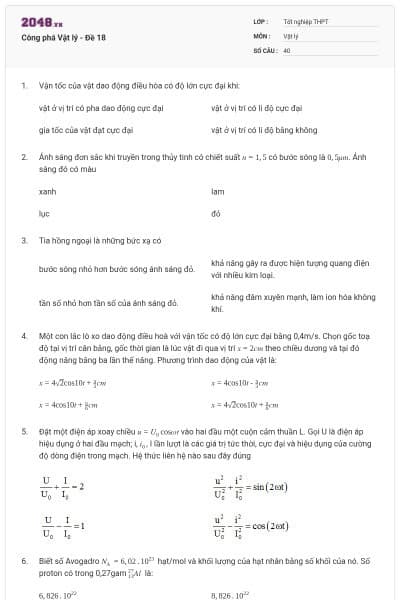 Công phá Vật lý - Đề 18