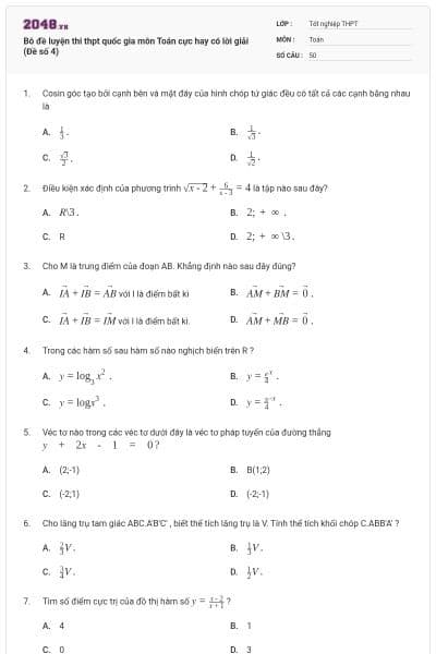Bô đề luyện thi thpt quốc gia môn Toán cực hay có lời giải (Đề số 4)
