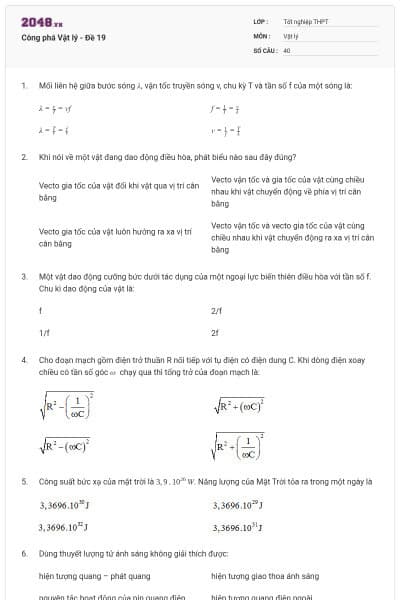 Công phá Vật lý - Đề 19