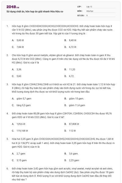 Sử dụng chất ảo, hỗn hợp ảo giải nhanh Hóa Hữu cơ