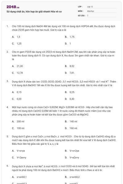 Sử dụng chất ảo, hỗn hợp ảo giải nhanh Hóa vô cơ
