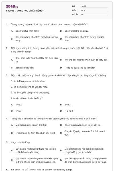 Chương I. ĐỘNG HỌC CHẤT ĐIỂM(P1)