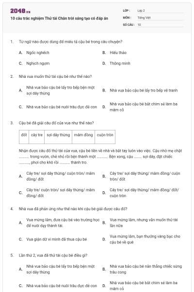 10 câu trắc nghiệm Thử tài Chân trời sáng tạo có đáp án