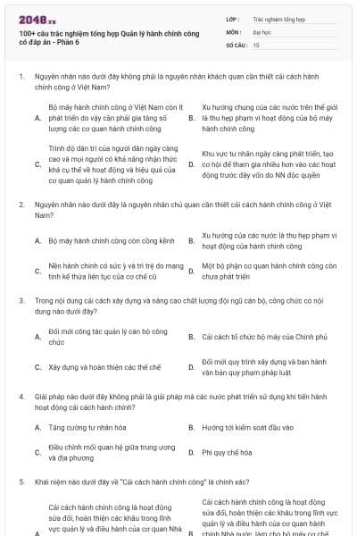 100+ câu trắc nghiệm tổng hợp Quản lý hành chính công có đáp án - Phần 6