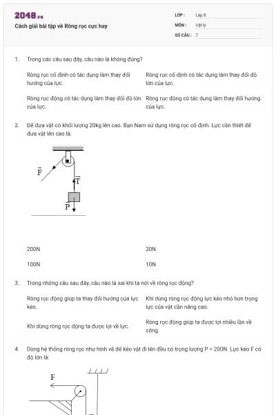 Cách giải bài tập về Ròng rọc cực hay