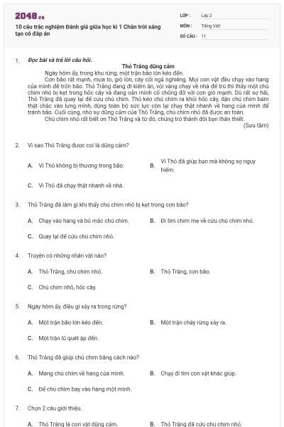 10 câu trắc nghiệm Đánh giá giữa học kì 1 Chân trời sáng tạo có đáp án