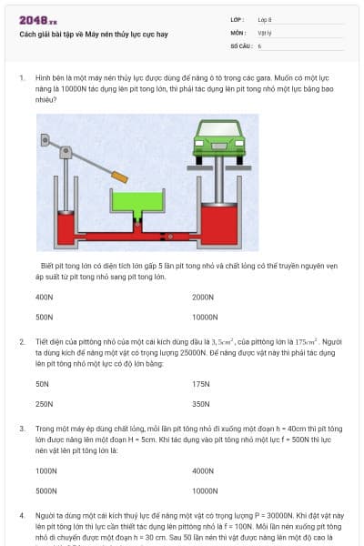Cách giải bài tập về Máy nén thủy lực cực hay