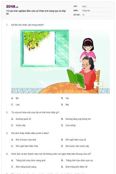 12 câu trắc nghiệm Bên cửa sổ Chân trời sáng tạo có đáp án