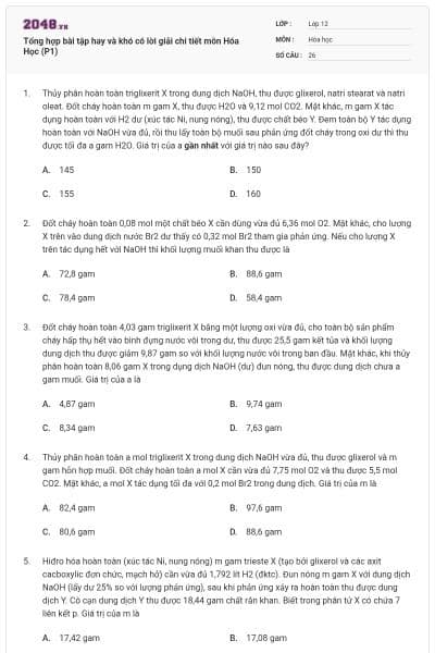 Tổng hợp bài tập hay và khó có lời giải chi tiết môn Hóa Học (P1)