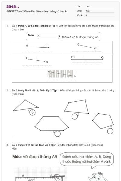 Giải VBT Toán 2 Cánh diều Điểm - Đoạn thẳng có đáp án