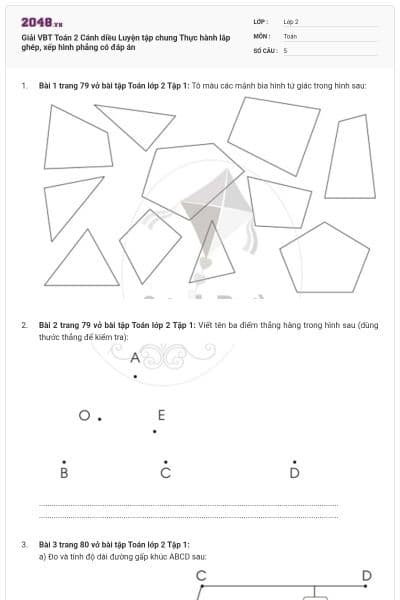 Giải VBT Toán 2 Cánh diều Luyện tập chung Thực hành lắp ghép, xếp hình phẳng có đáp án