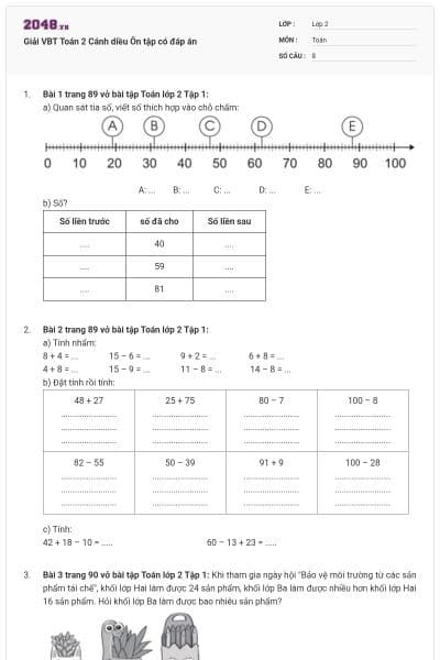 Giải VBT Toán 2 Cánh diều Ôn tập có đáp án