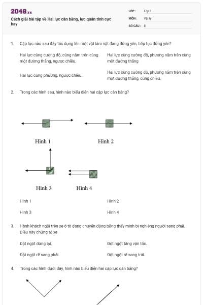 Cách giải bài tập về Hai lực cân bằng, lực quán tính cực hay