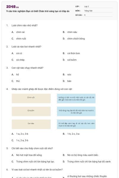 9 câu trắc nghiệm Bạn có biết Chân trời sáng tạo có đáp án