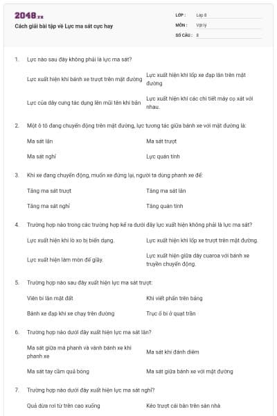 Cách giải bài tập về Lực ma sát cực hay