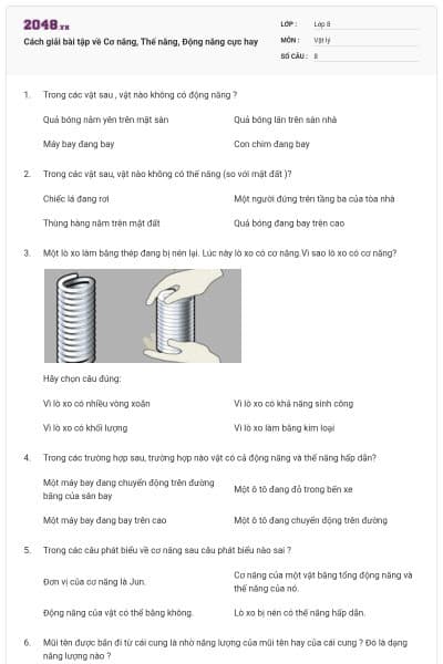 Cách giải bài tập về Cơ năng, Thế năng, Động năng cực hay