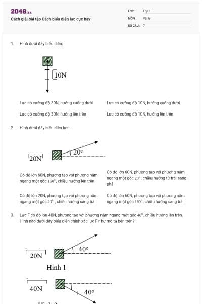 Cách giải bài tập Cách biểu diễn lực cực hay