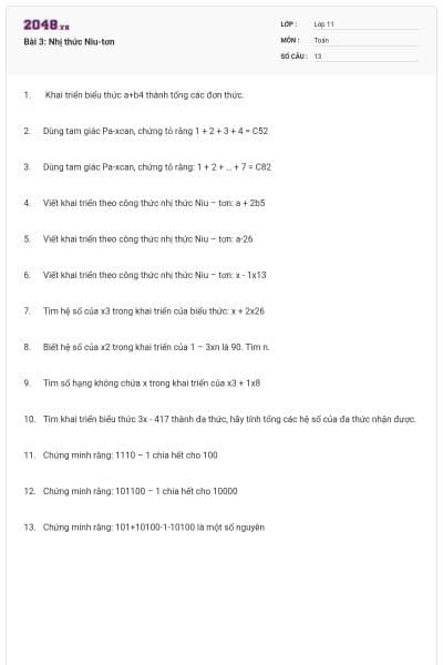 Bài 3: Nhị thức Niu-tơn